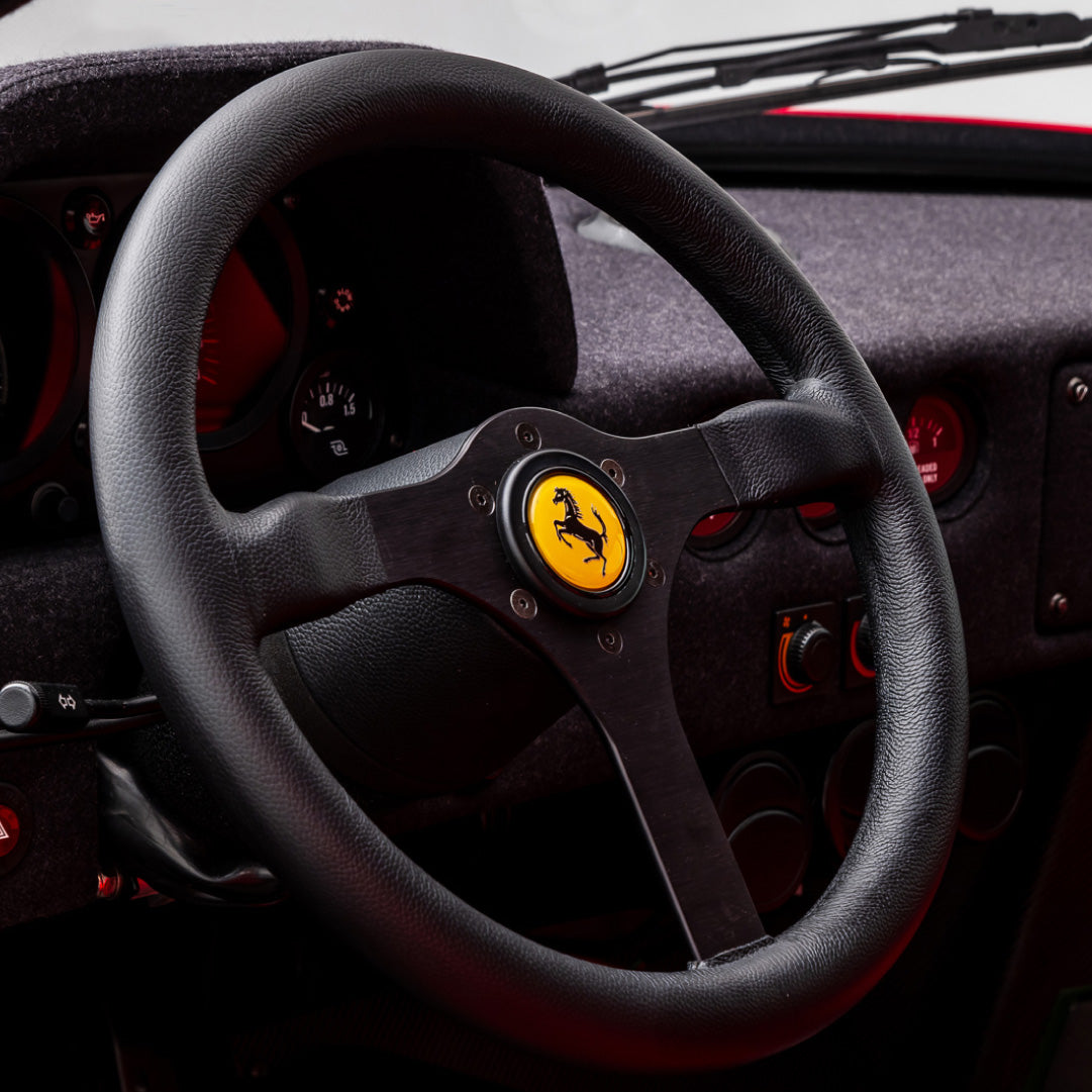 Ferrari F40 Steering Wheel - Black Leather Black Spokes 350mm