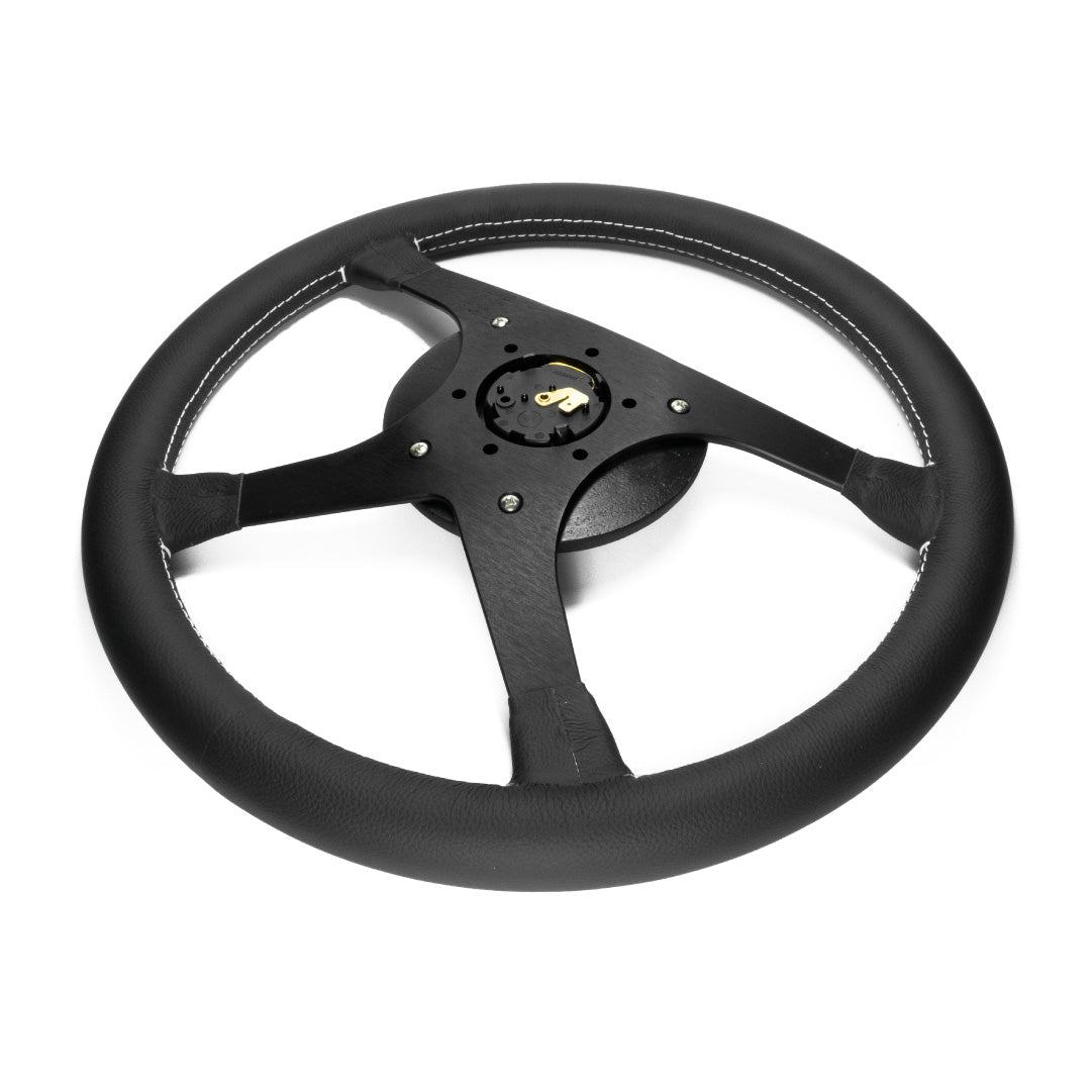 MOMO ALPINA 4 Four Spoke Steering Wheel - Black Leather Black Spokes 380mm