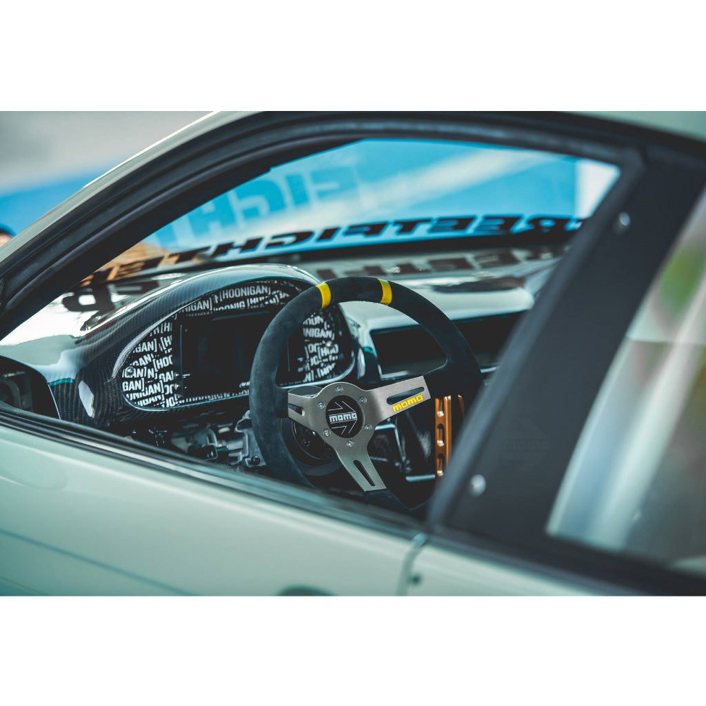 MOMO Drifting Steering Wheel - Black Suede Anthracite Spokes 330mm