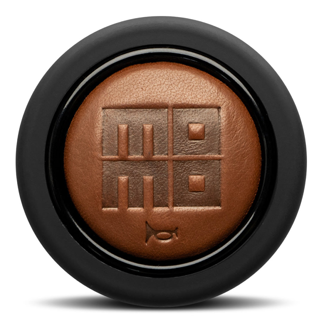 MOMO Horn Button - Heritage Cigar Leather Embossed Hand Punched Logo - Round Lip