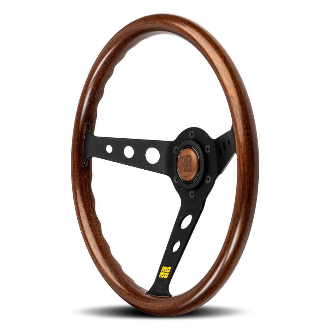 MOMO Mod. 07 Heritage Wood Steering Wheel - Mahogany Wood Black Spokes 350mm