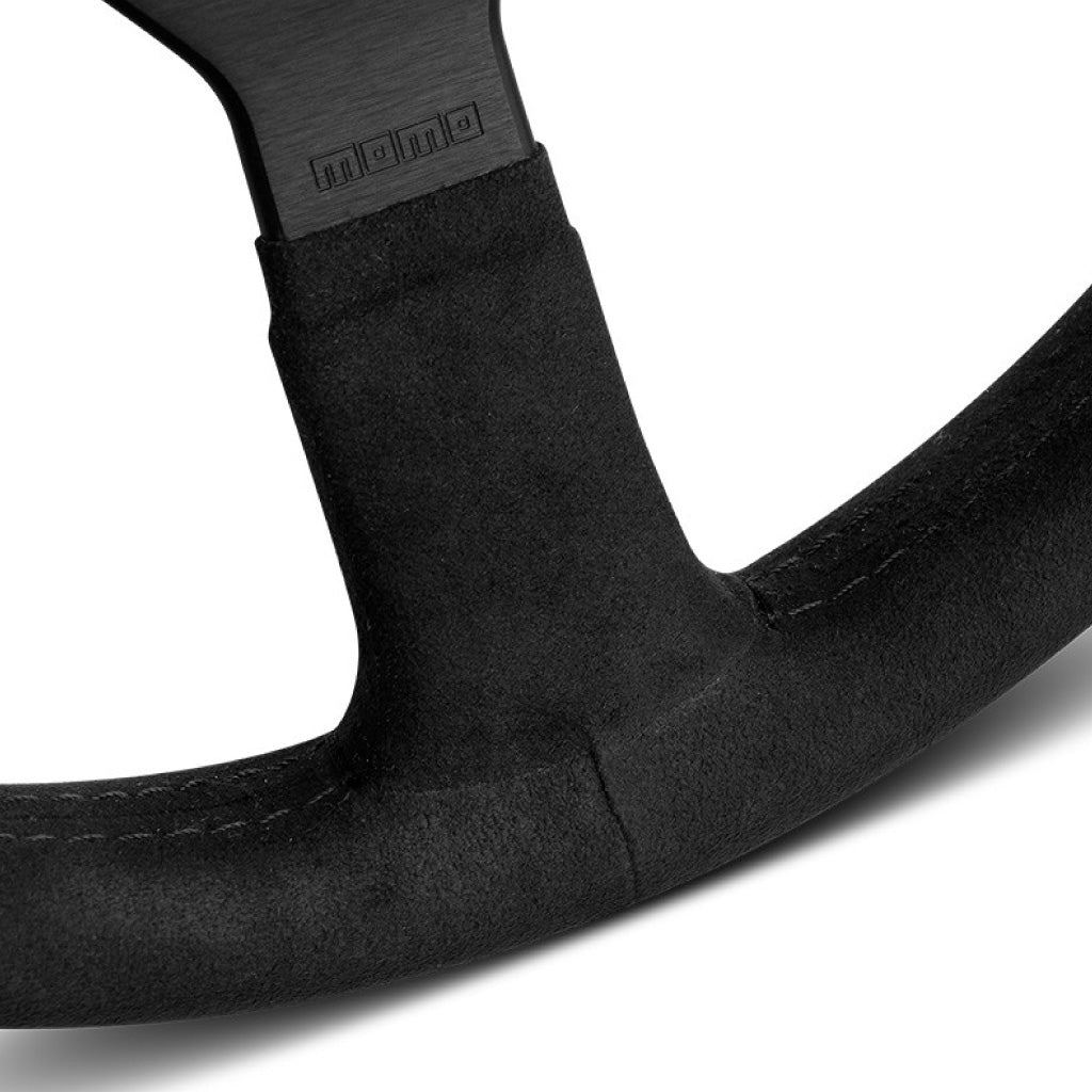 MOMO Montecarlo Steering Wheel - Black Alcantara Black Spokes 350mm