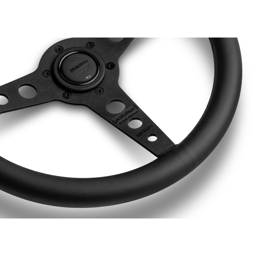 MOMO Prototipo Black Edition Steering Wheel - Black Leather Black Spokes 350mm
