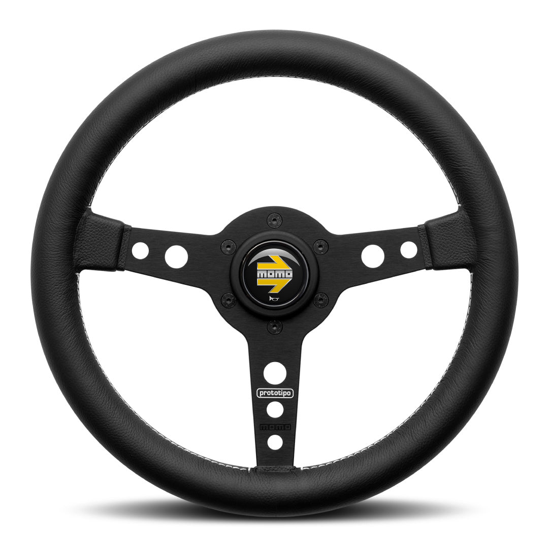 MOMO Prototipo Steering Wheel - Black Leather Black Spokes 320mm