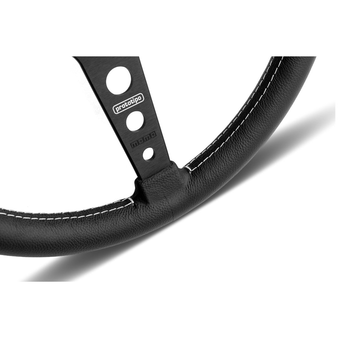 MOMO Prototipo Steering Wheel - Black Leather Black Spokes 370mm