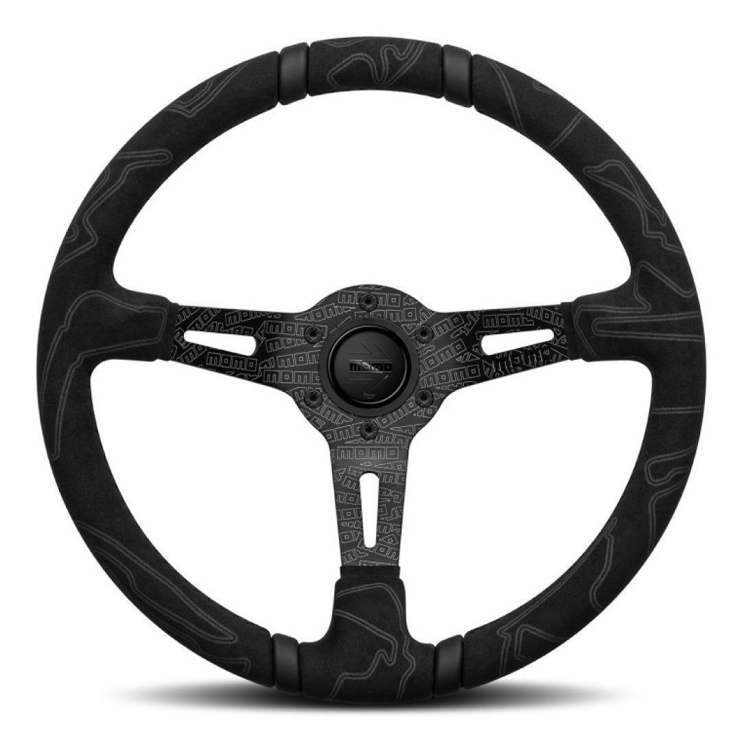 MOMO Ultra Black Edition Steering Wheel - Black Alcantara Black Spokes 350mm