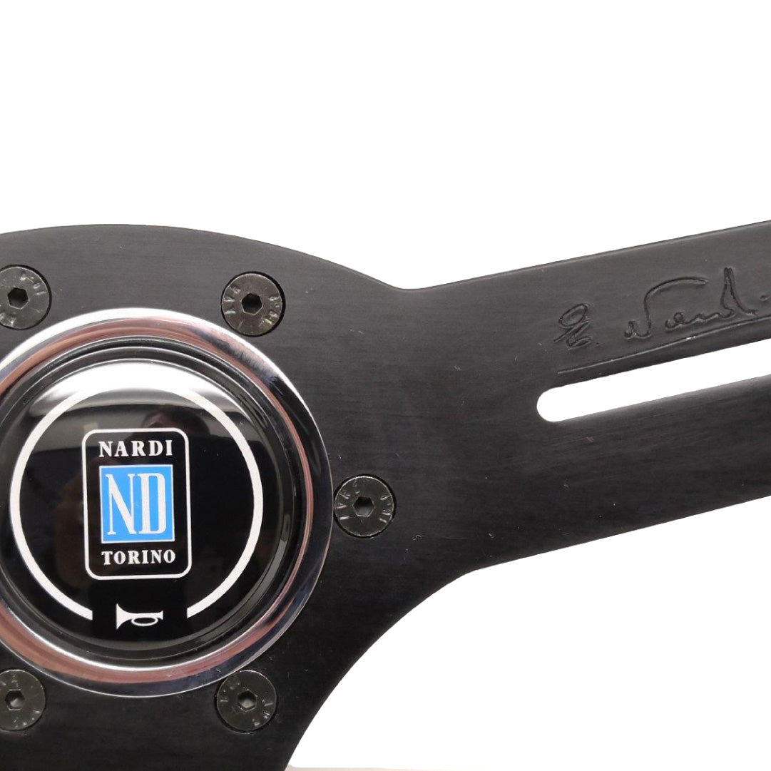 Nardi Competition Steering Wheel - Black Airleather Grey Stitching Black Spokes 330mm