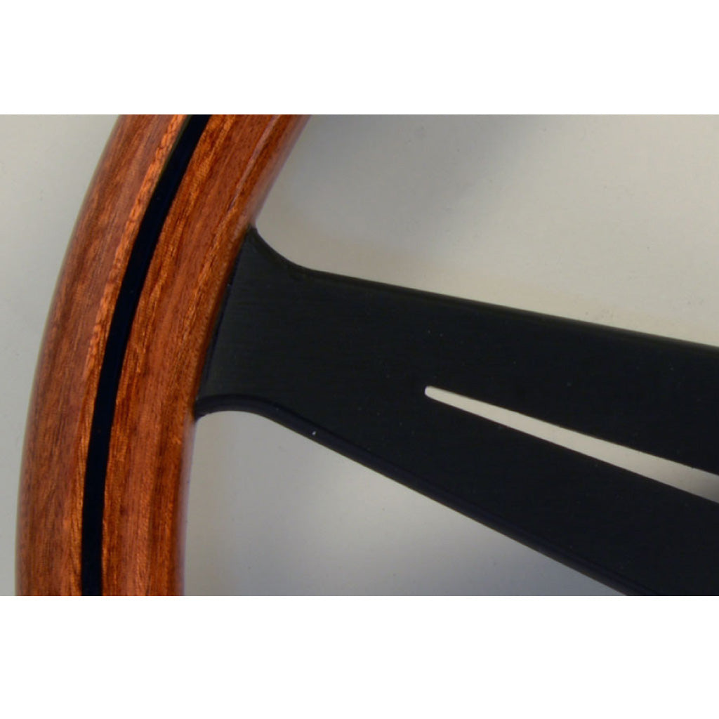 Nardi Deep Corn Steering Wheel - Mahogany Wood Black Spokes 350mm