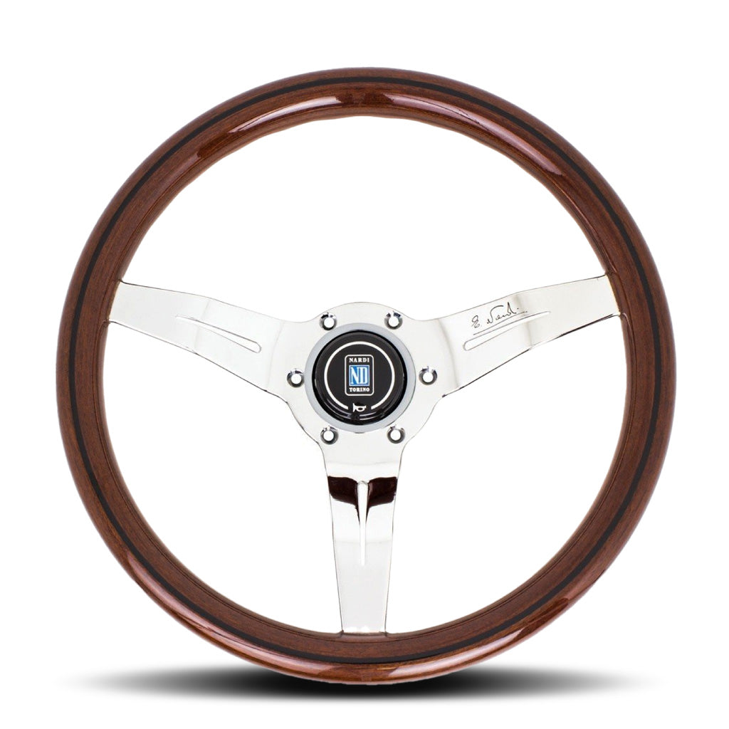 Nardi Deep Corn Steering Wheel - Mahogany Wood Polished Spokes 330mm