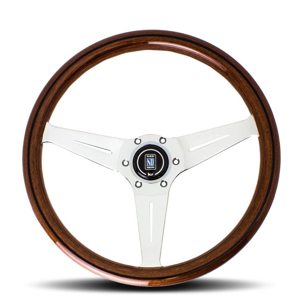 Nardi Deep Corn Steering Wheel - Mahogany Wood Polished Spokes 350mm