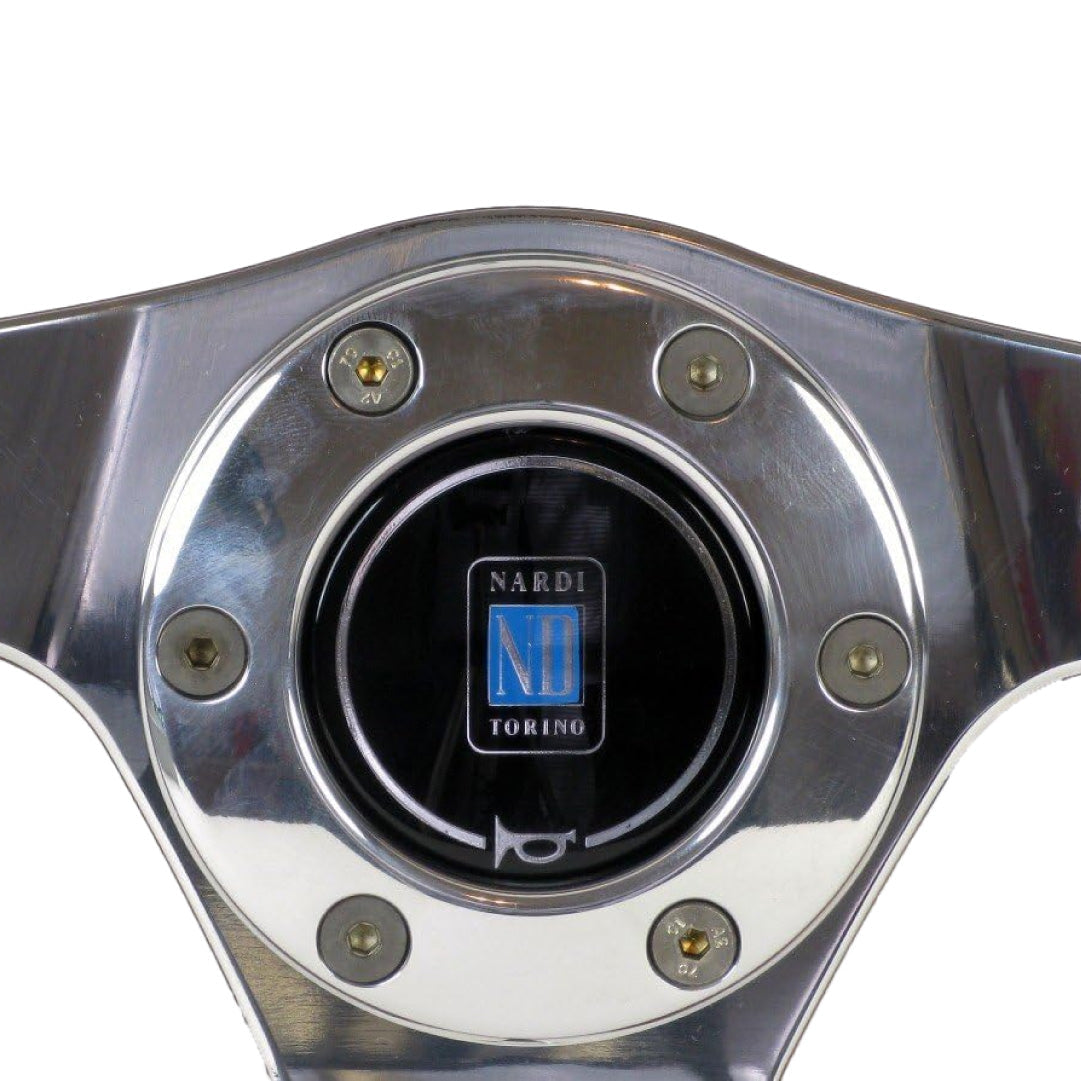 Nardi Kallista Steering Wheel - Leather/Wood Polished Spokes 350mm
