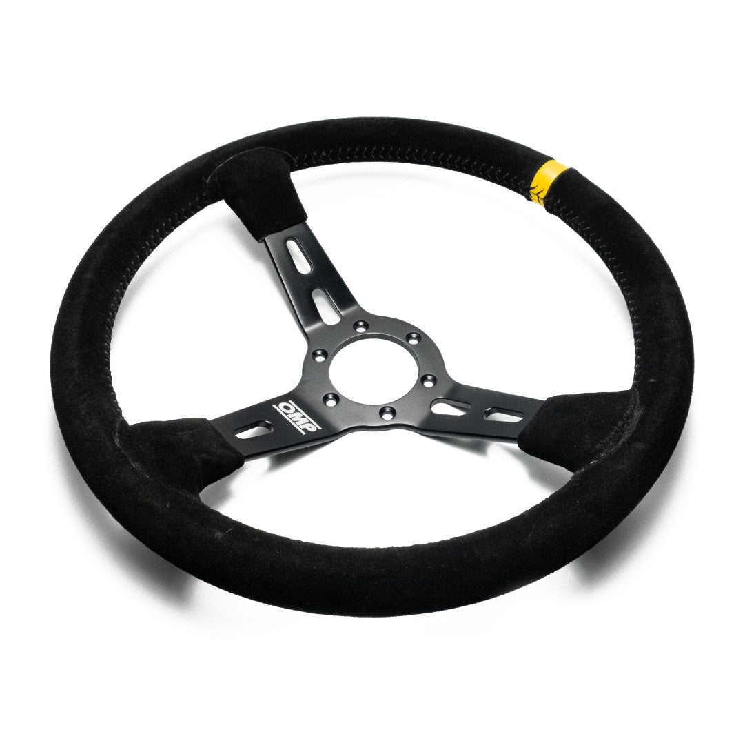 OMP RS Steering Wheel - Black Suede Black Spokes 350mm