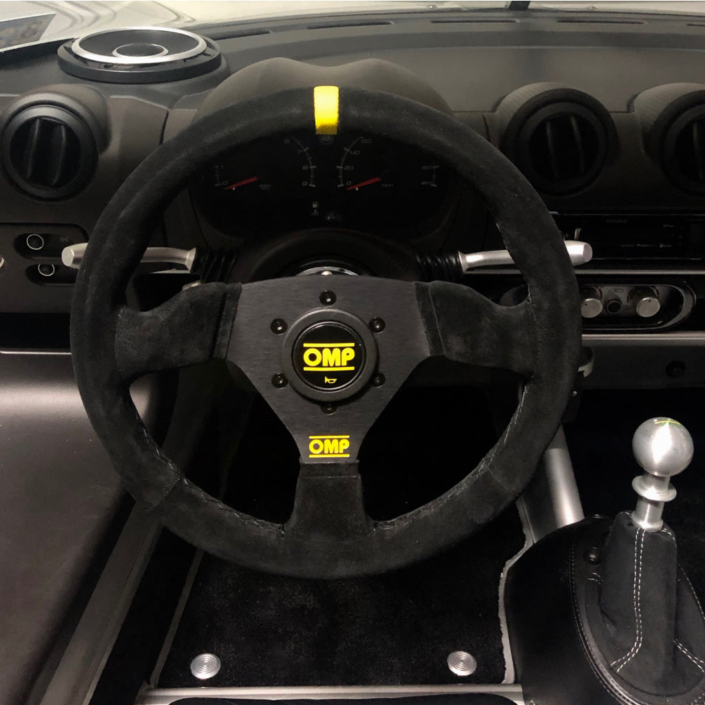 OMP Trecento Scamosciato Steering Wheel - Black Suede Black Spokes 300mm