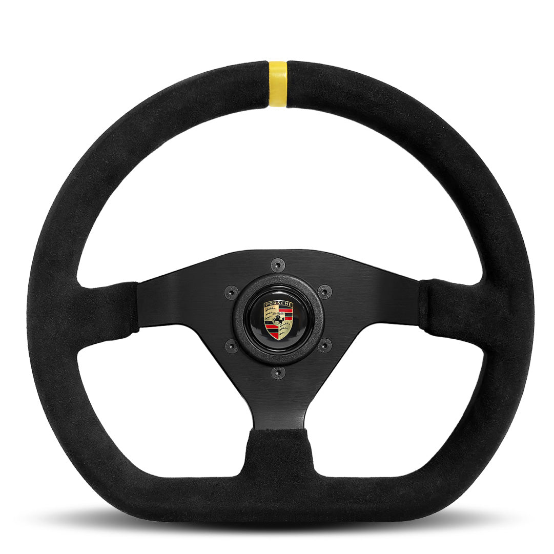 Porsche 911 GT3 Cup Steering Wheel - Black Suede Black Spokes 320mm