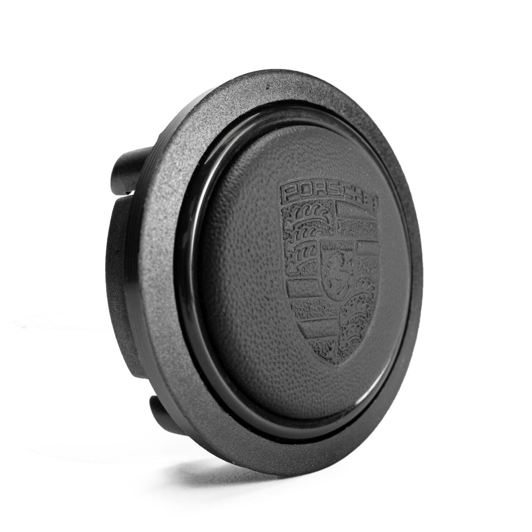Porsche Napa Leather Horn Button Porsche Embossed Hand Punched Crest - Flat Lip - Flush Mount