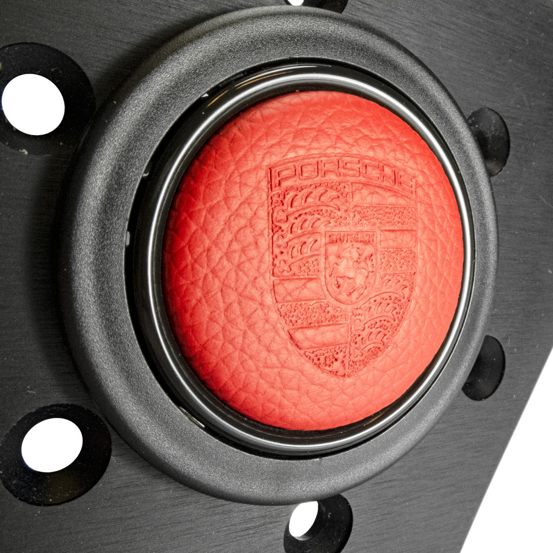 Porsche Red Black Yellow Leather Horn Button