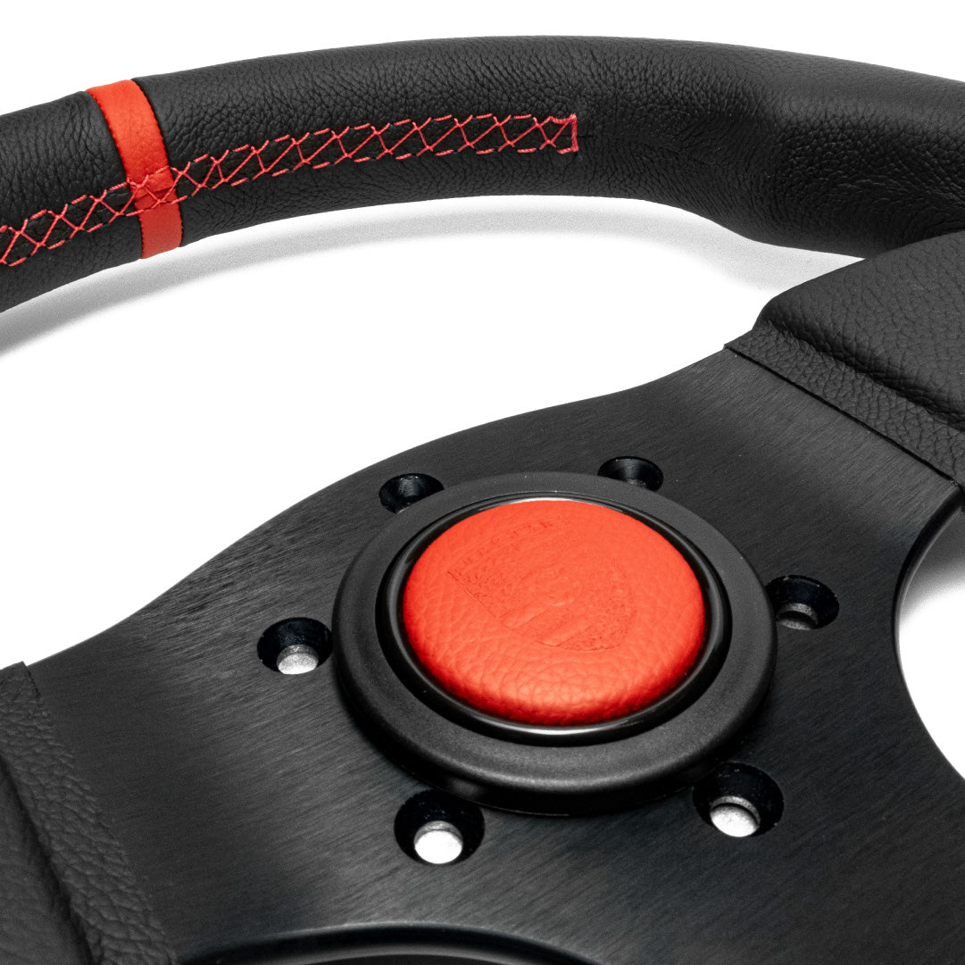 Porsche Red Black Yellow Leather Horn Button