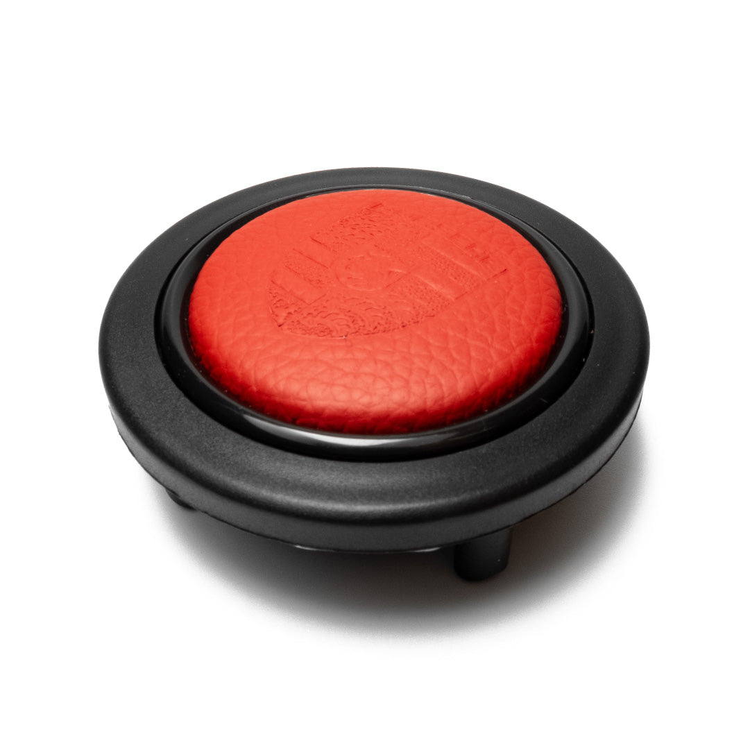 Porsche Red Black Yellow Leather Horn Button