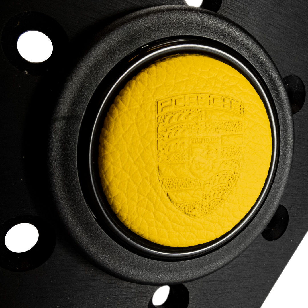 Porsche Red Black Yellow Leather Horn Button