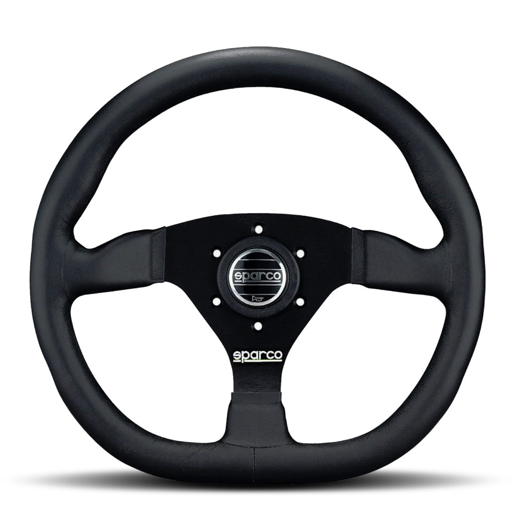 Sparco L360 Steering Wheel - Black Leather Black Spokes 330mm