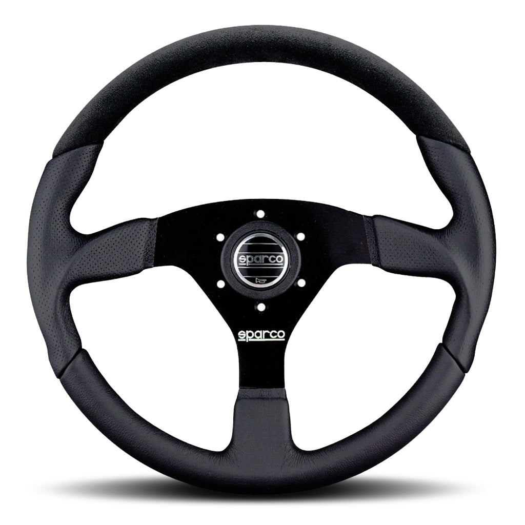 Sparco L505 Steering Wheel - Black Leather/Alcantara Black Spokes 350mm
