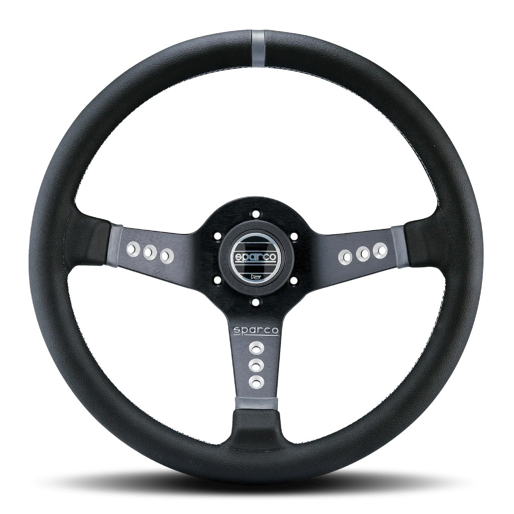 Sparco L777 Steering Wheel - Black Leather Black Spokes 350mm