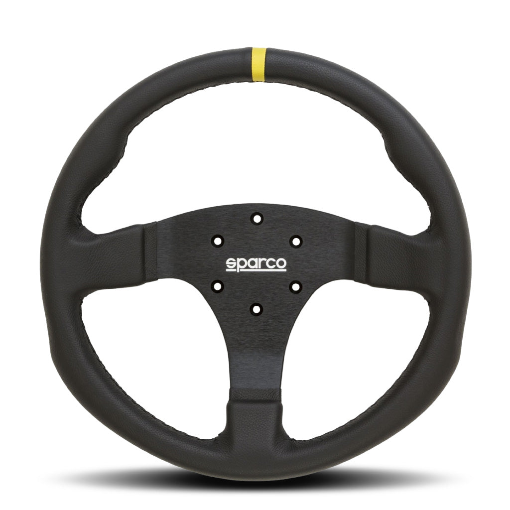 Sparco R330 Steering Wheel - Black Leather Black Spokes 330mm