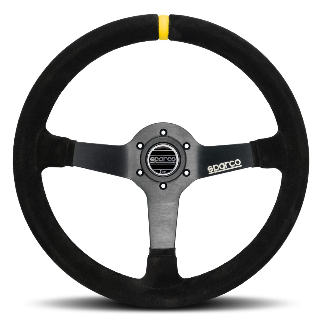 Sparco R345 Steering Wheel - Black Suede Black Spokes 350mm