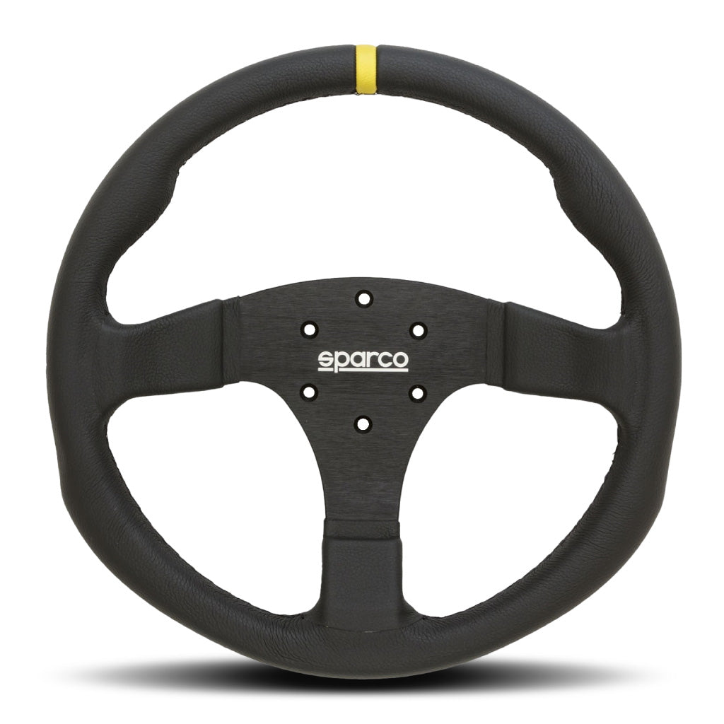 Sparco R350 Steering Wheel - Black Leather Black Spokes 350mm
