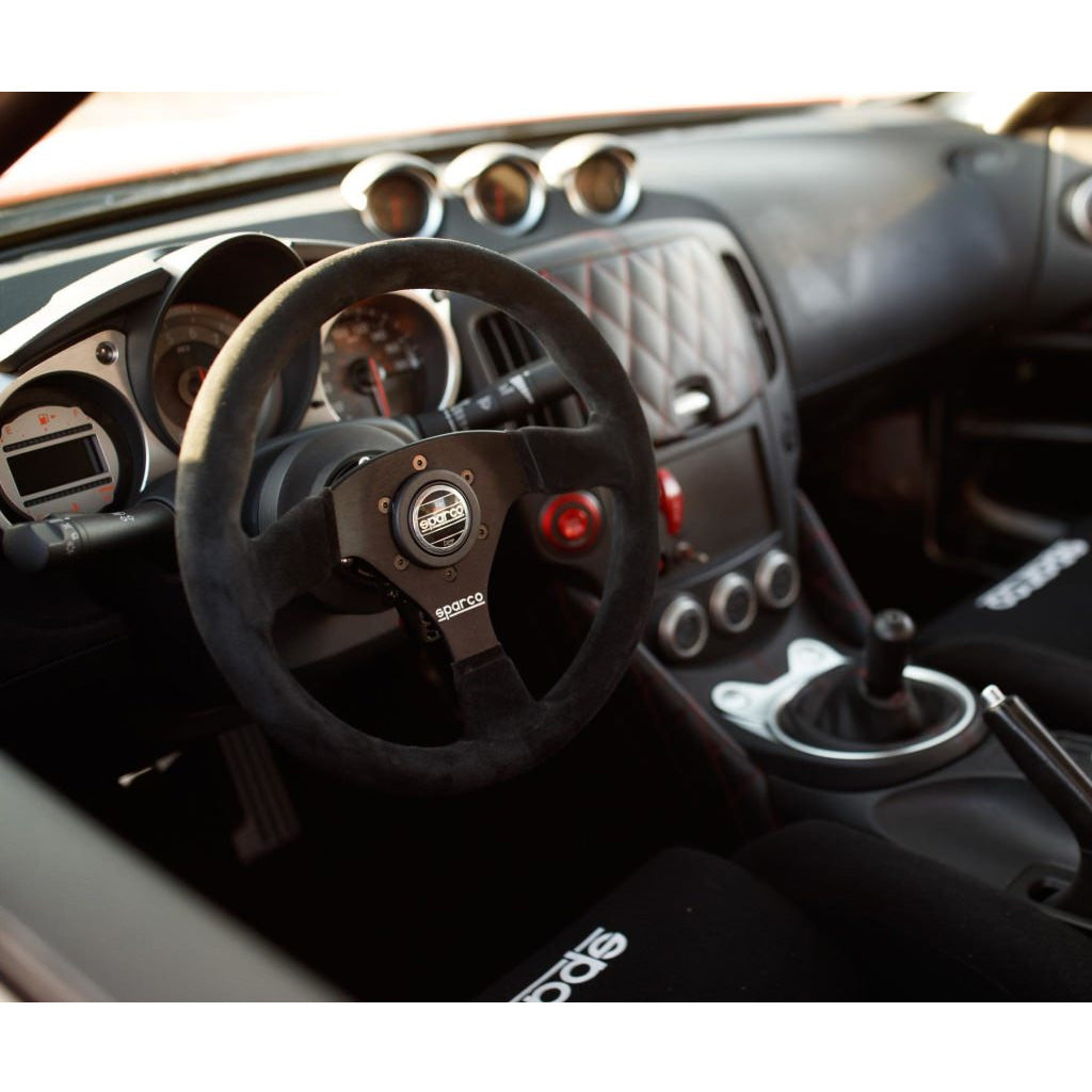 Sparco R383 Steering Wheel - Black Suede Black Spokes 330mm