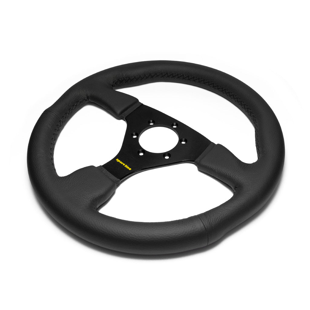 Sport Line Comfort Steering Wheel - Black Leather Black Spokes 330mm