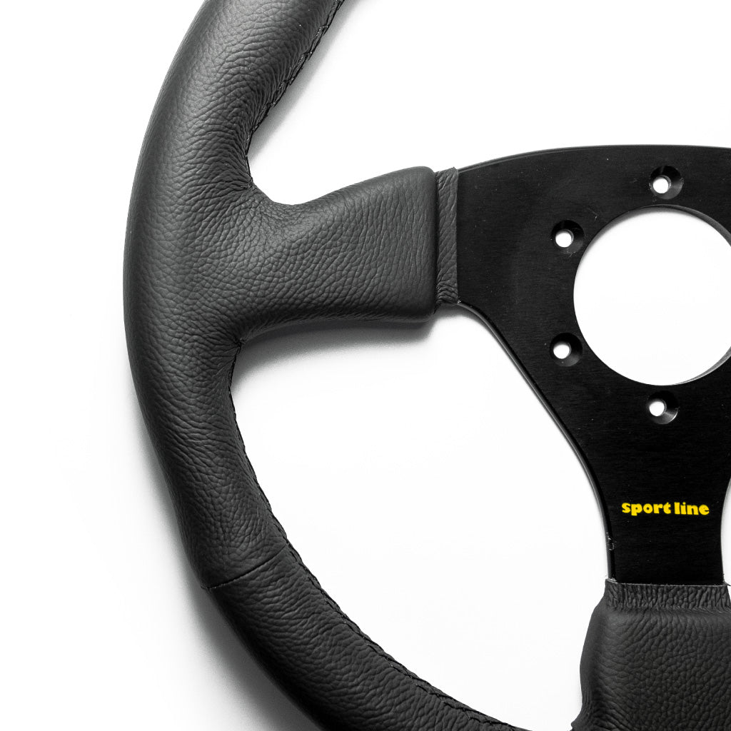 Sport Line Comfort Steering Wheel - Black Leather Black Spokes 330mm
