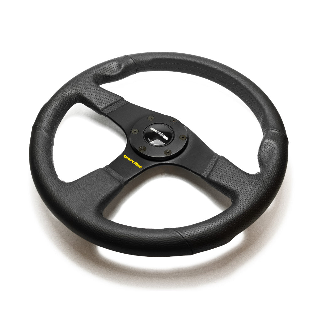 Sport Line Imola Steering Wheel - Black Leather Black Spokes 350mm