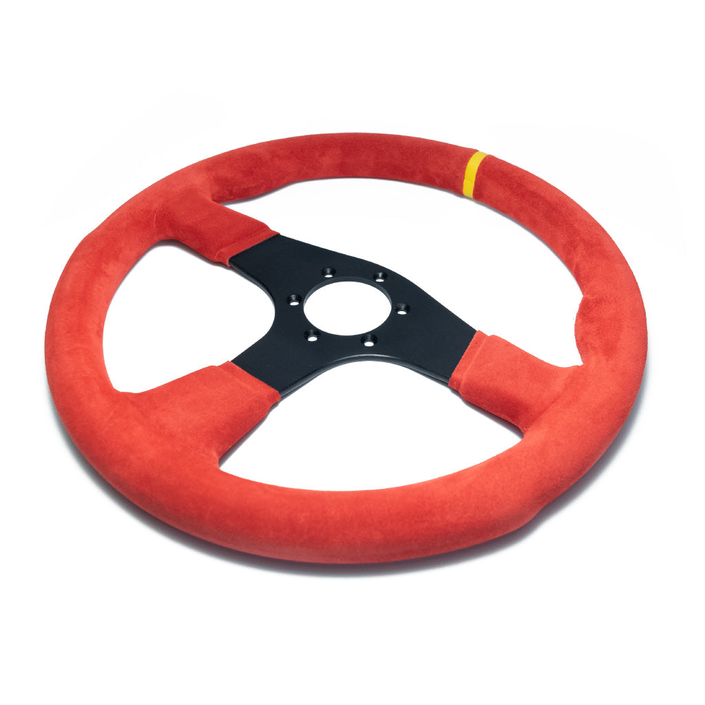 Sport Line Imola Steering Wheel - Red Suede Black Spokes 350mm