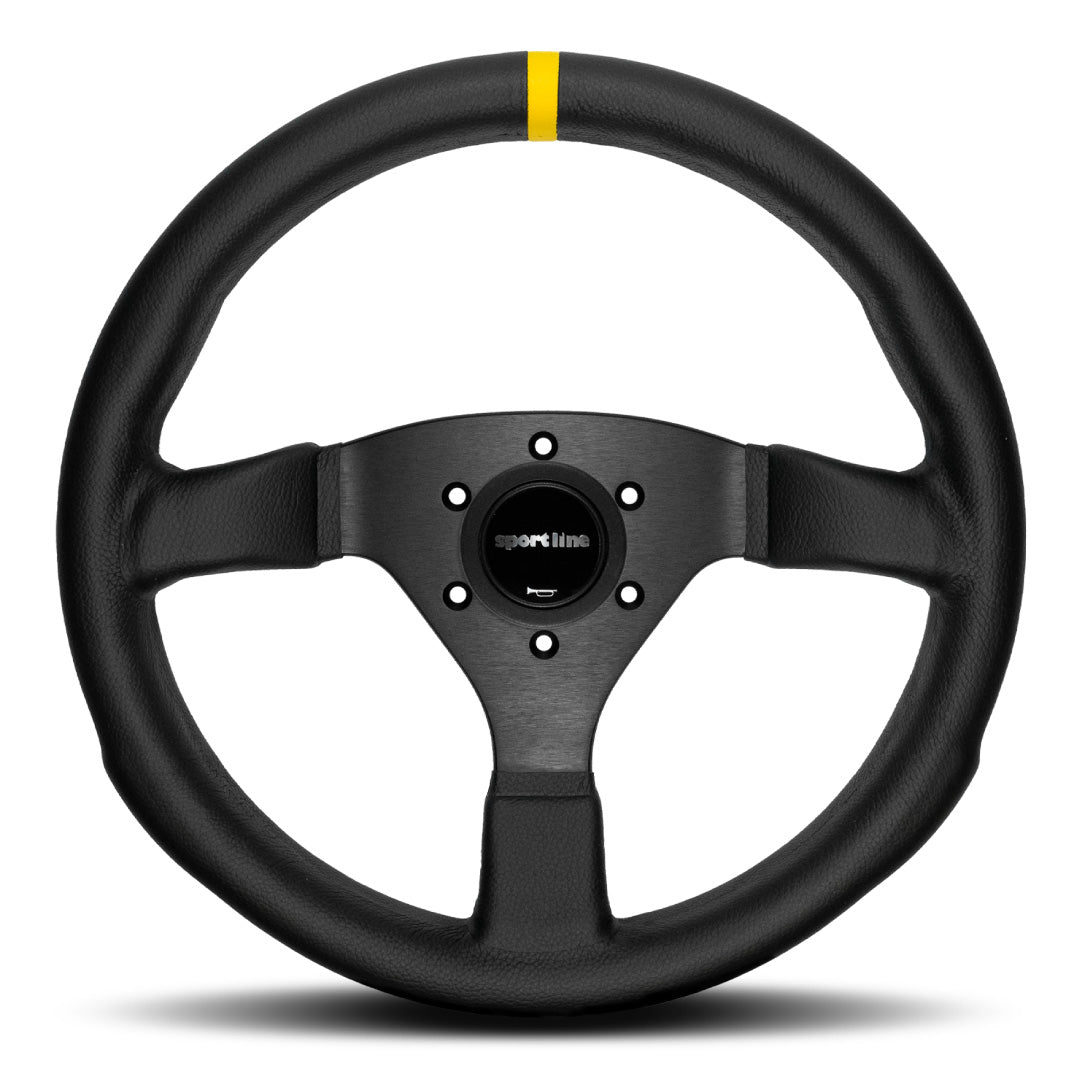 Sport Line Racing Sportivo 32A Steering Wheel - Black Leather Black Spokes 320mm