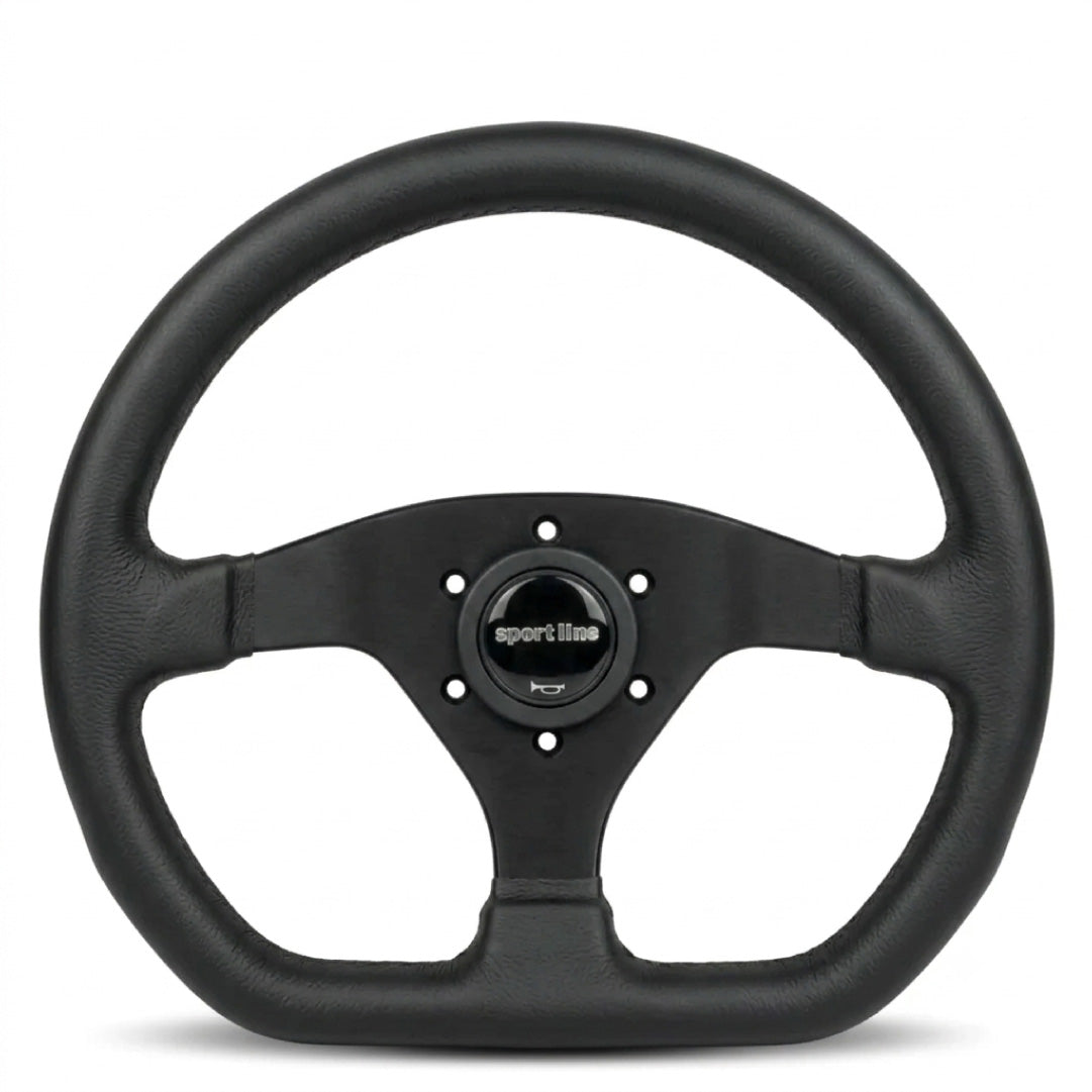 Sport Line Racing Sportivo 32P Steering Wheel - Black Leather Black Spokes 320mm