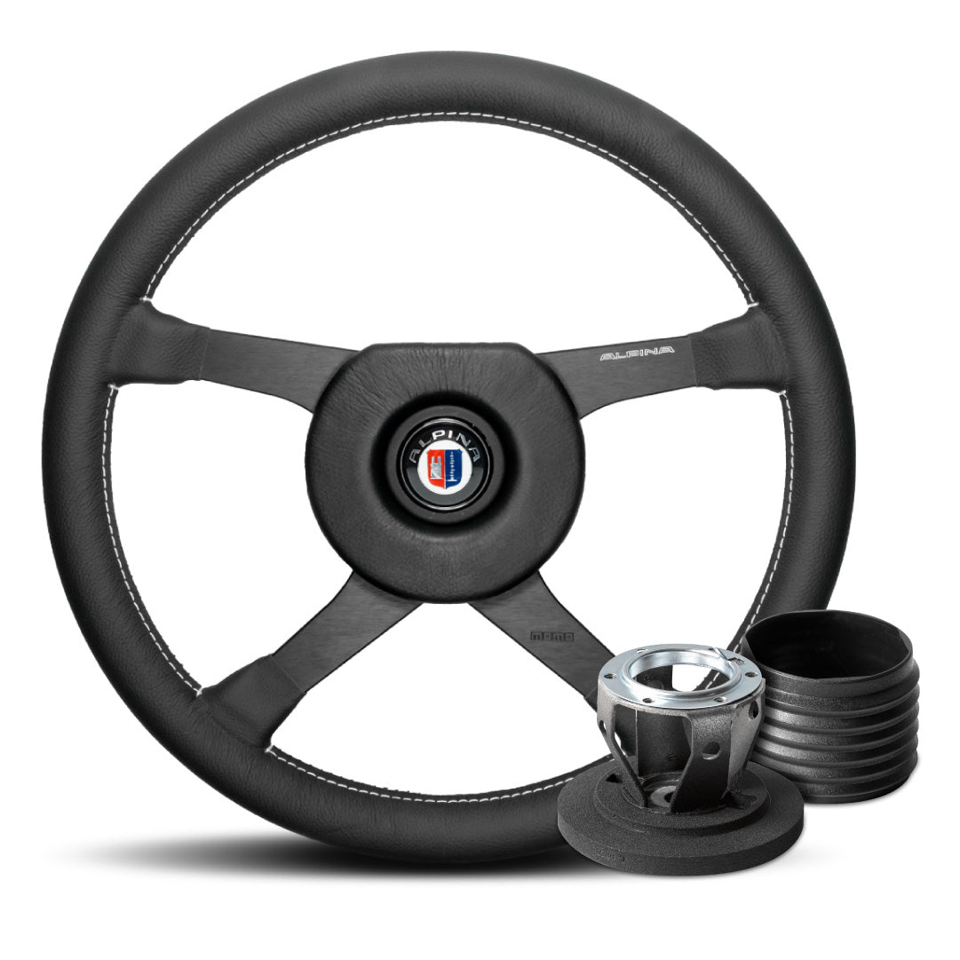 MOMO ALPINA 4 Four Spoke Steering Wheel & Hub Adapter Boss Kit For BMW ALPINA E30 (B6 C1 C2)