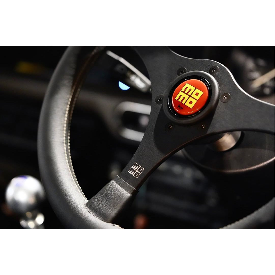 MOMO 1968 Steering Wheel - Extra Smooth Black Leather Black Spokes 350mm - Limited Edition