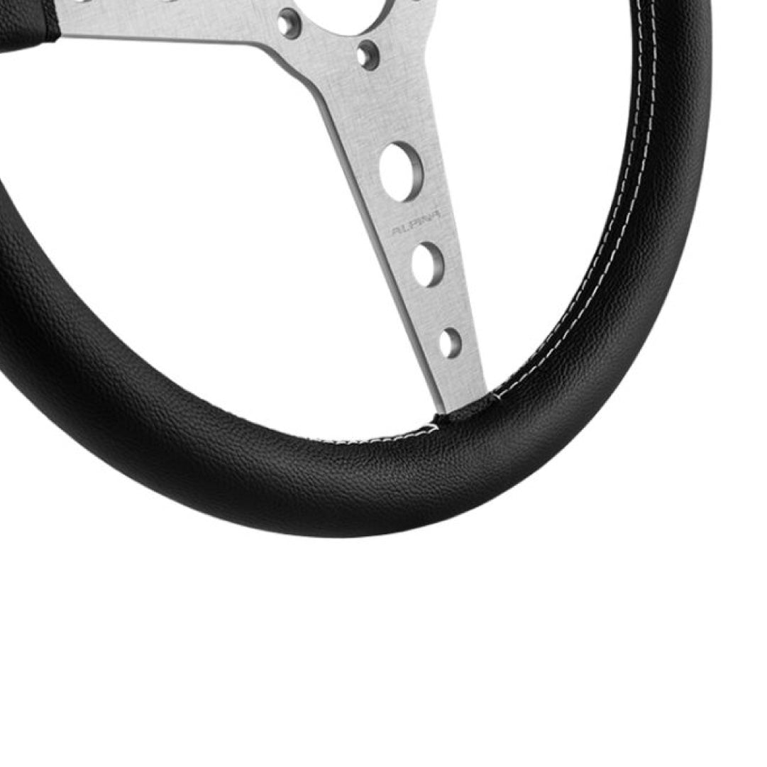 MOMO ALPINA Prototipo Steering Wheel - Black Leather Silver Spokes 380mm