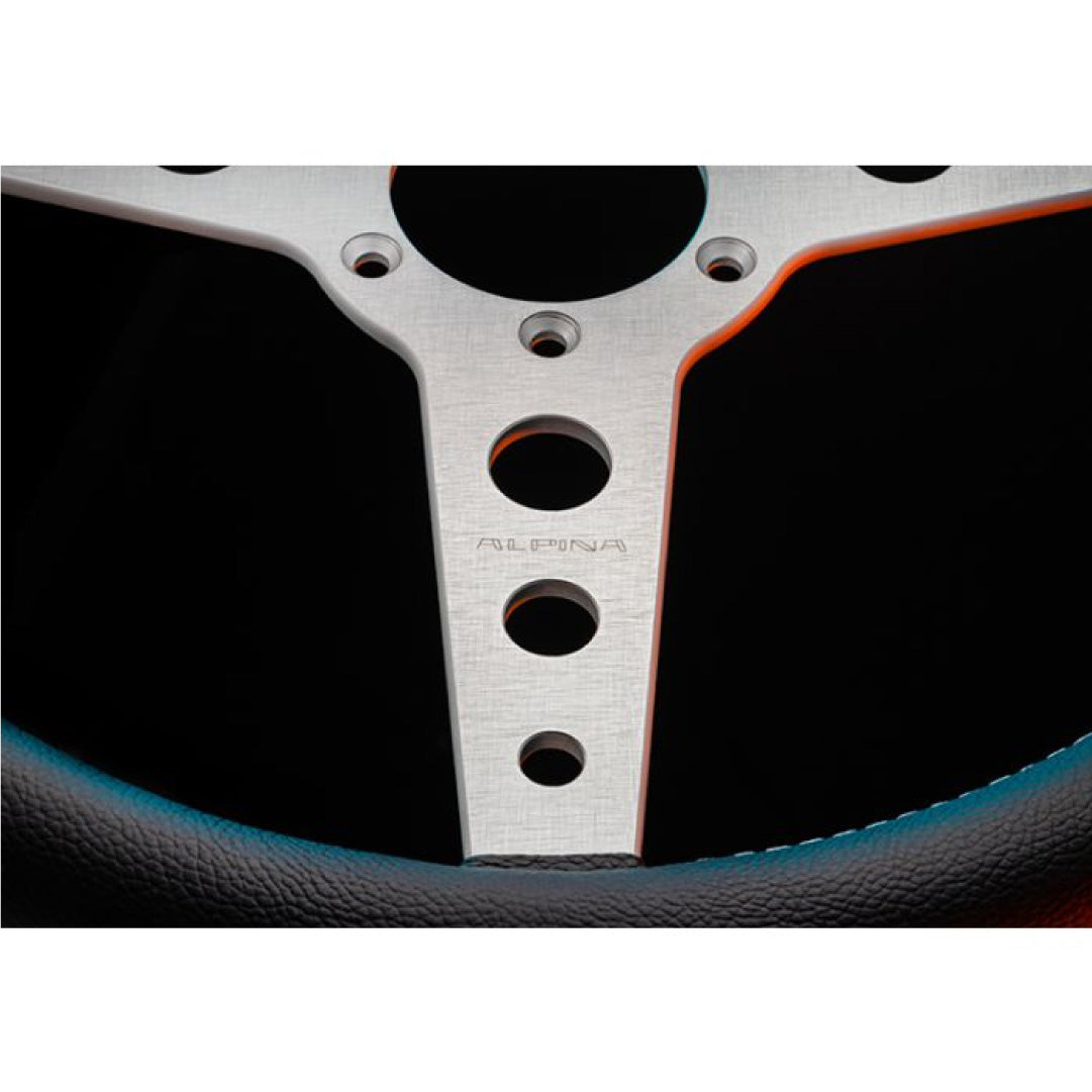 MOMO ALPINA Prototipo Steering Wheel - Black Leather Silver Spokes 380mm