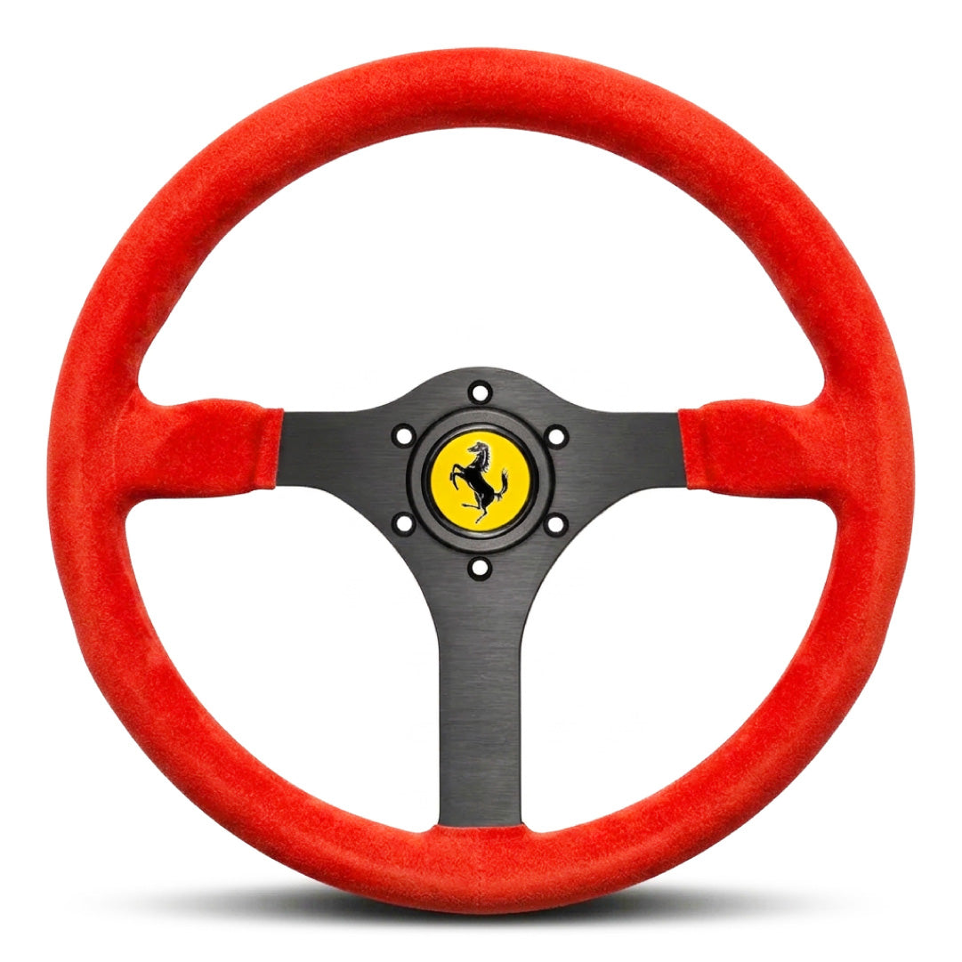 Ferrari F40 LM Steering Wheel - Red Suede Black Spokes 350mm