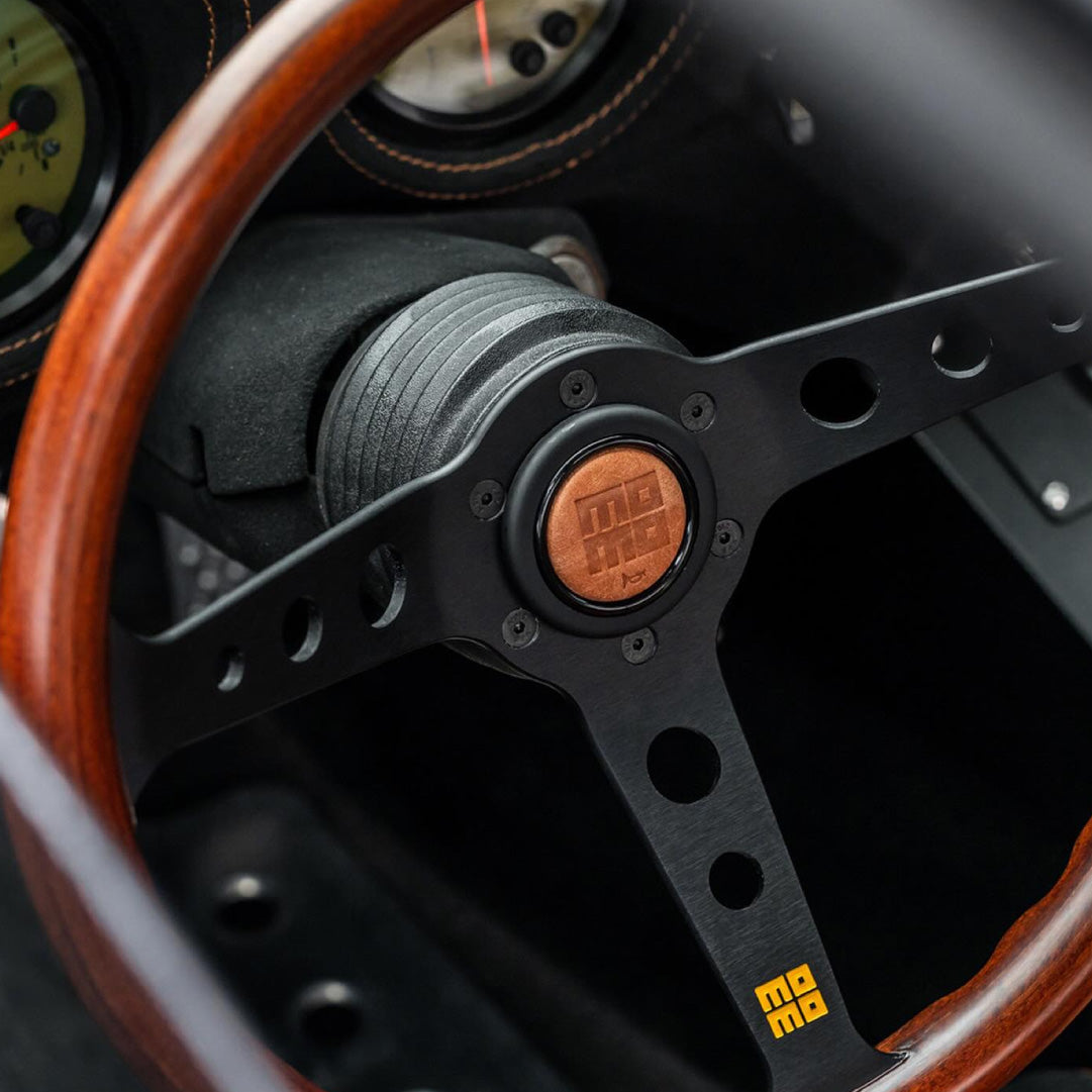 MOMO Mod. 07 Heritage Wood Steering Wheel - Mahogany Wood Black Spokes 350mm