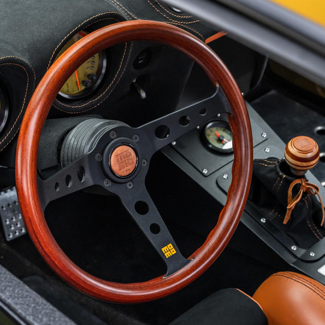 MOMO Mod. 07 Heritage Wood Steering Wheel - Mahogany Wood Black Spokes 350mm