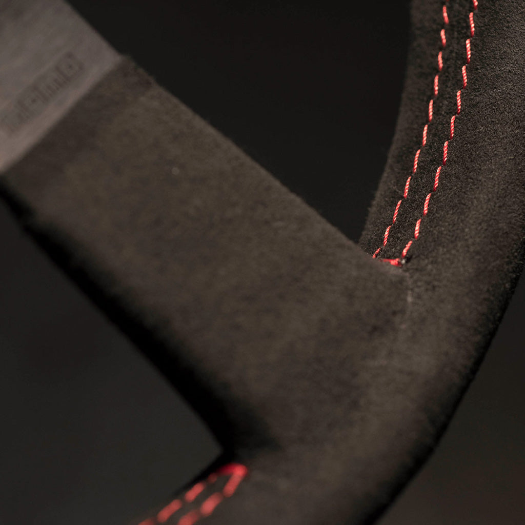 MOMO Montecarlo Steering Wheel - Black Alcantara Red Stitching Black Spokes 320mm