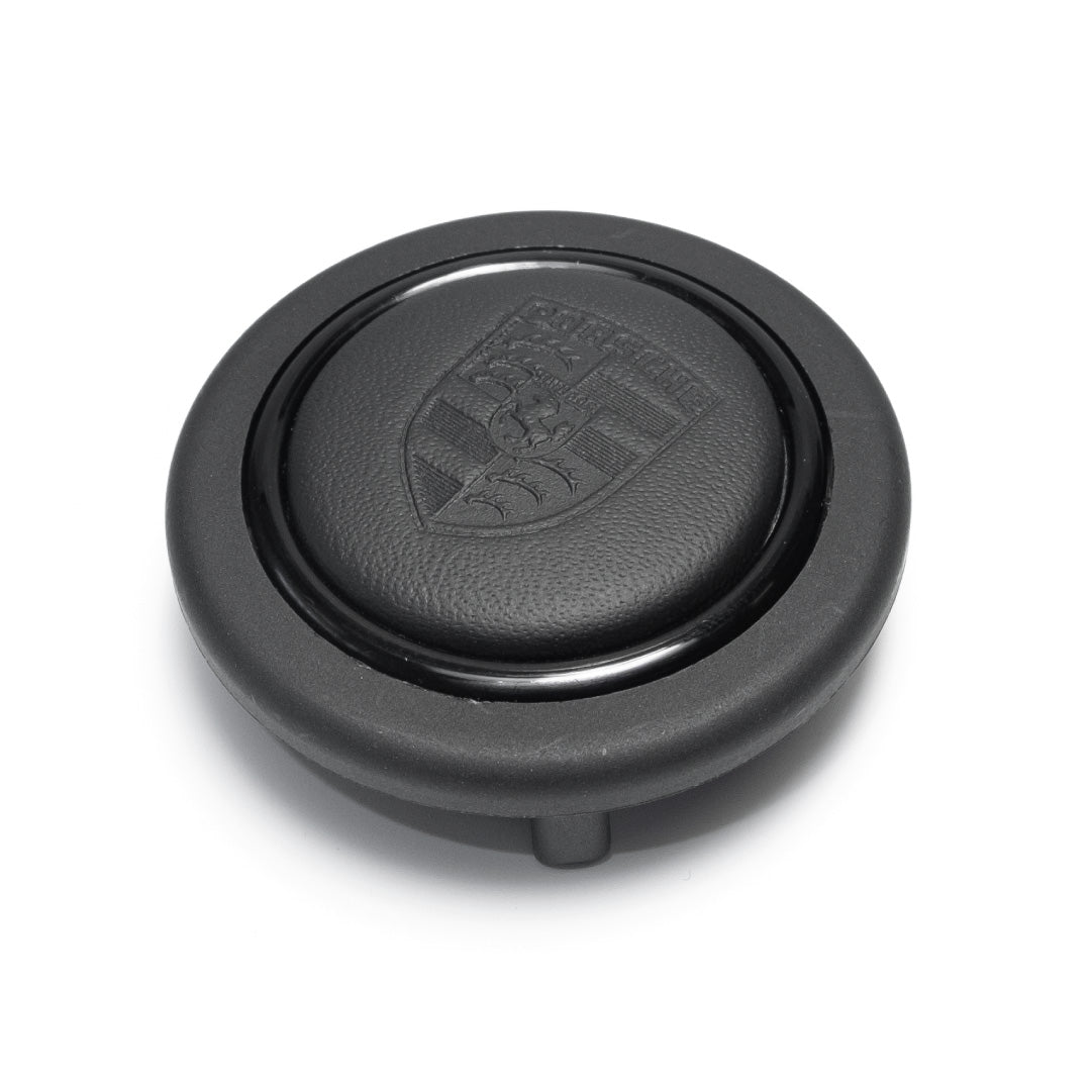MOMO Porsche Horn Button - Leather Embossed Porsche Historic Logo - Round Lip
