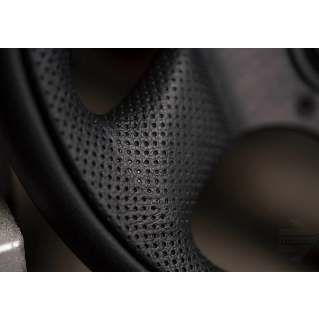 MOMO Team Steering Wheel - Black Leather Black Spokes 300mm