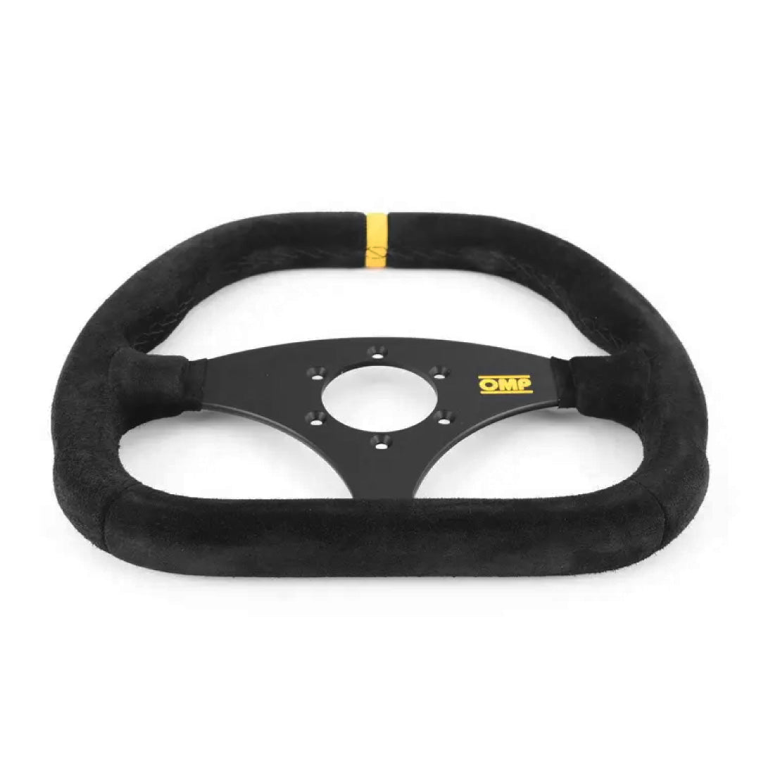OMP Kubic Steering Wheel - Black Suede Black Spokes 310mm