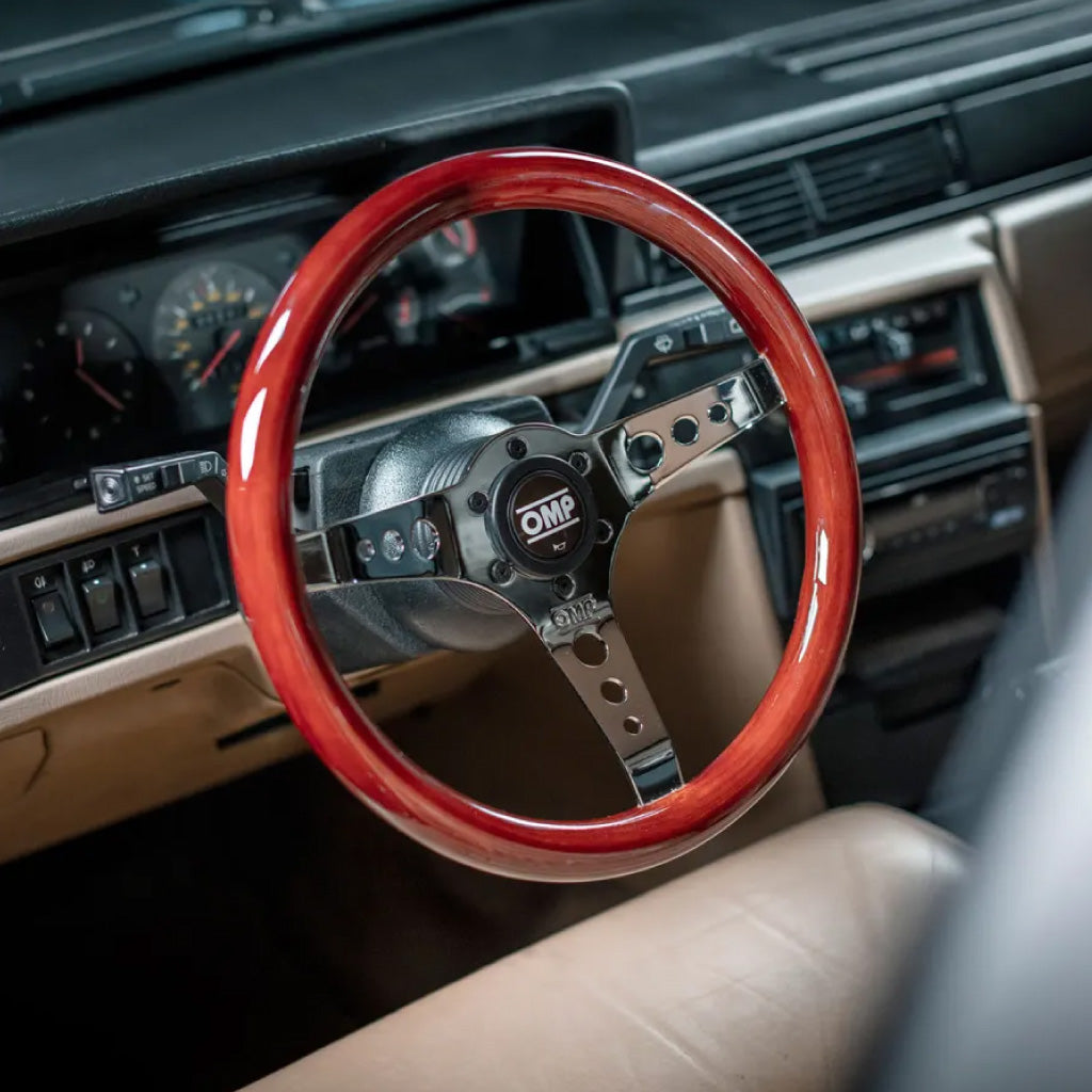 OMP Mugello Steering Wheel - Wood Polished Spokes 350mm