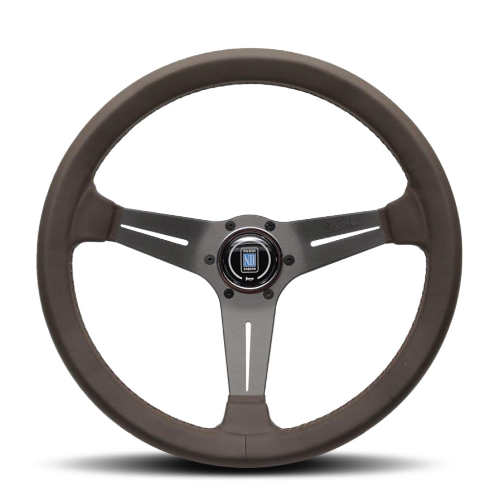 Nardi Deep Corn Revolution Steering Wheel - Brown Leather Brown Stitching Brown Spokes 330mm