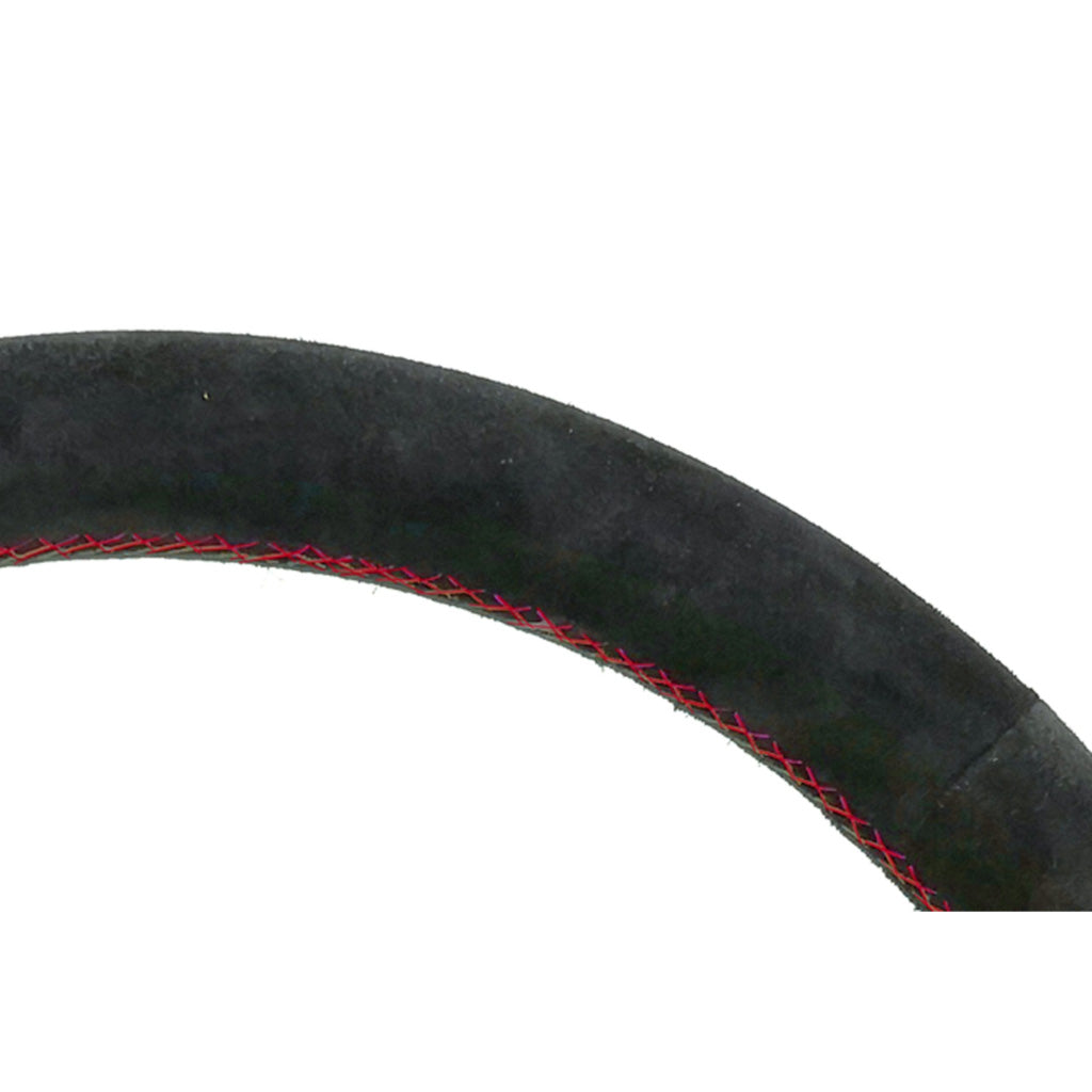 Nardi Deep Corn Steering Wheel - Black Suede Black Spokes Red Stitching 350mm